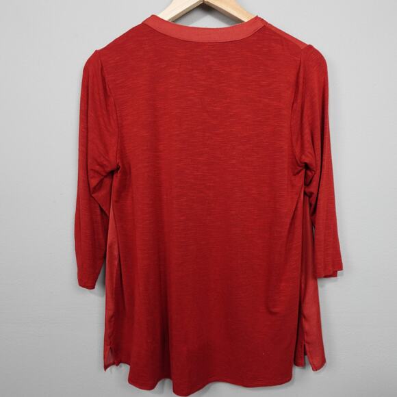 Anthropologie Dolan Lucille Tie Neck Peasant Top Sz S Rust Red Mixed Media - Picture 9 of 12